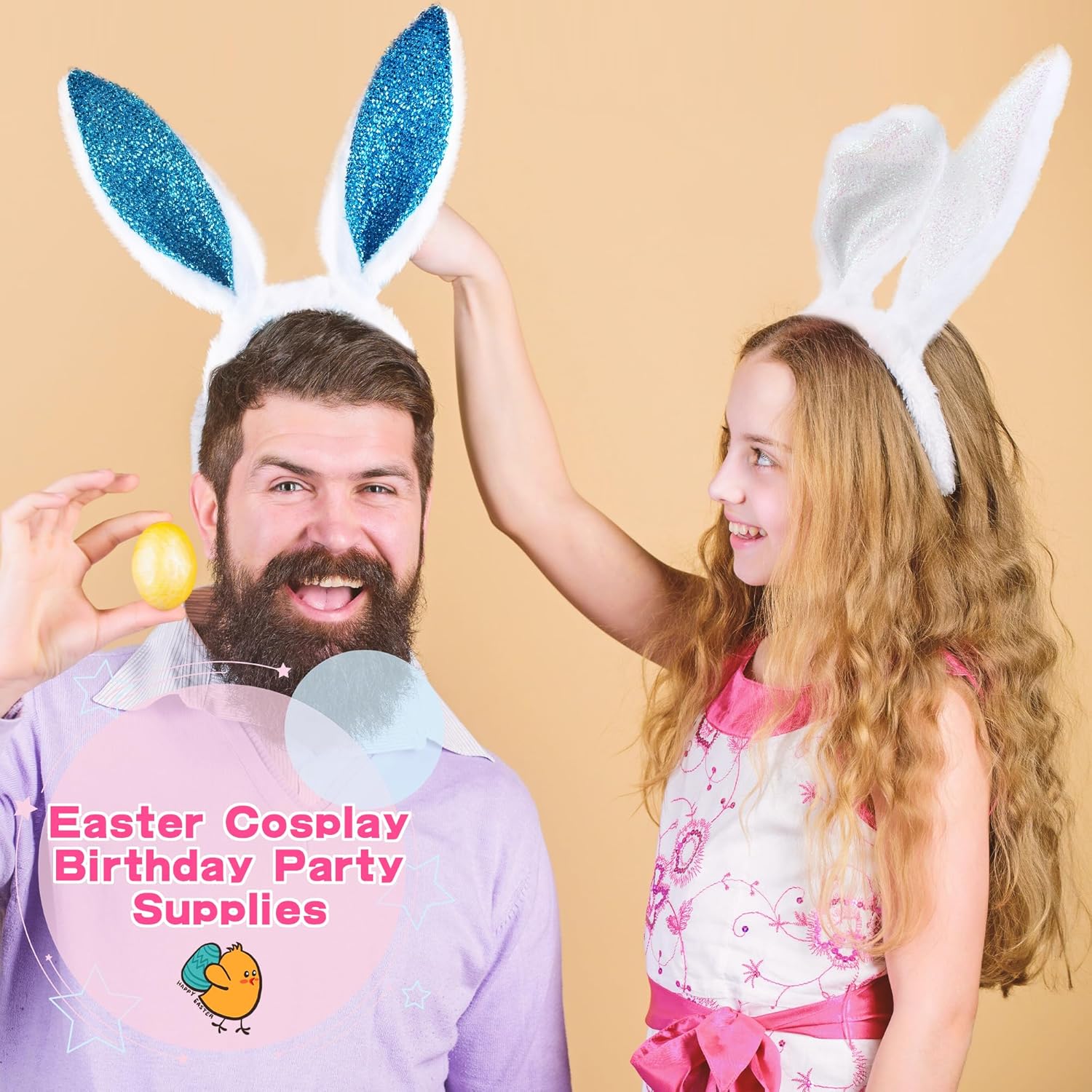 20 Pack Easter Bunny Ears Headband Colorful Plush Rabbit Ears Hair Hoop Easter Headband for Easter Cosplay Birthday Party Favors, 2 Styles