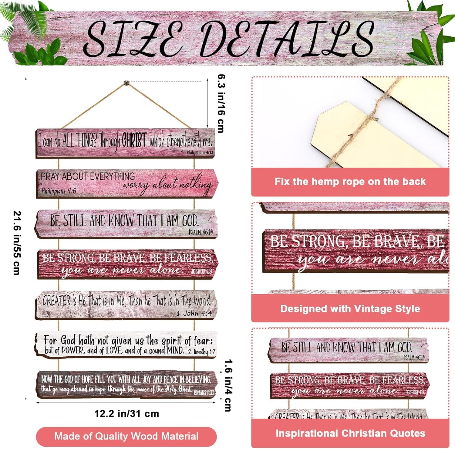 MANDALA SOUL Christian Wall Art Office Inspirational Wooden Bible Verses Wall Decor Bedroom Scripture Wall Art Meditation Inspirational Hanging Wood Sign for Kitchen Living Room Women Room (Pink)