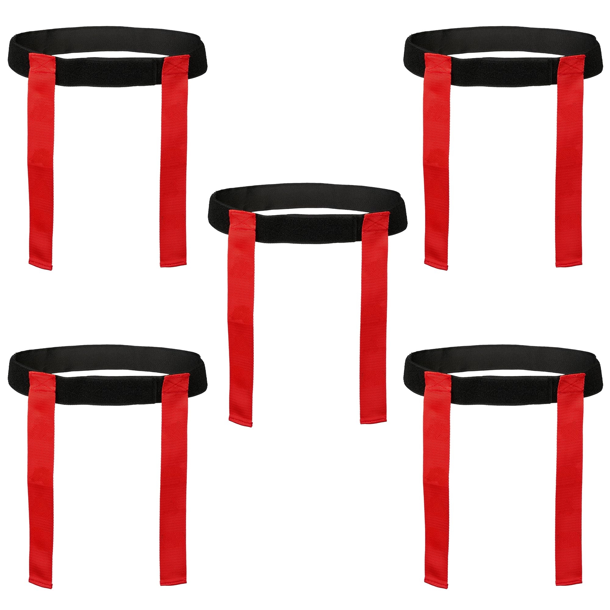 Rugby Tackle Tag Belts and Flags – Set of 6 Adjustable Belts with 12 Detachable Flags – Ideal for Tag Rugby, PE, and Team Sports – Fits Kids and Adults – Durable & Bright (Red, Pack 5)
