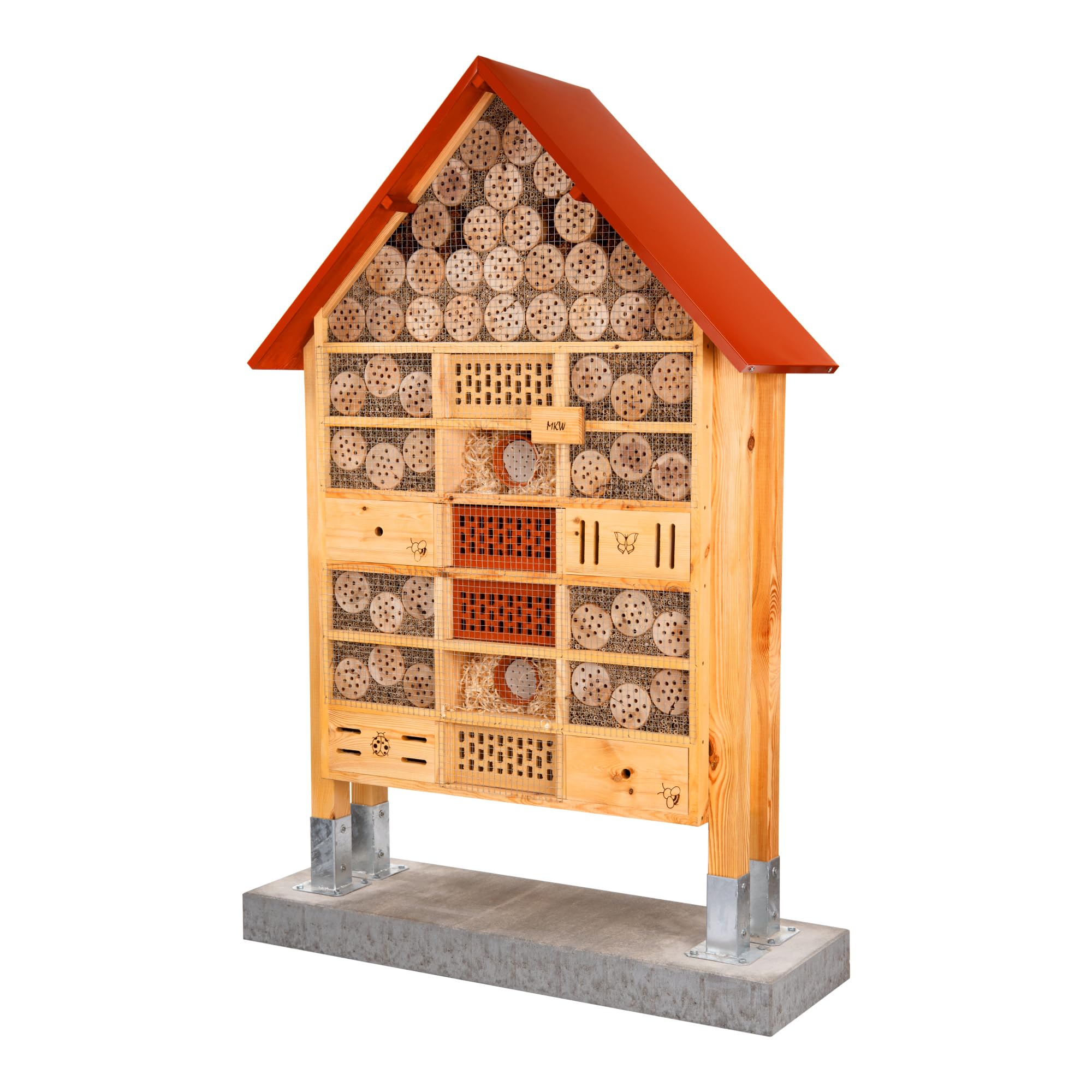 Insektenhotel - Wetterfest - Riesiges gemischtes beidseitig offenes Insektenhotel MKW Nr 1 - Insektenhaus aus massivem Laub- und Nadelholz - für Wildbienen, Marienkäfer & Schmetterlinge - Nisthilfe