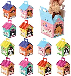 Aneco Pacote com 36 caixas para casa de cachorro para dia dos namorados, presentes de dia dos namorados para sala de aula, caixas de presente dobráveis em forma de casa de cachorro com alças para