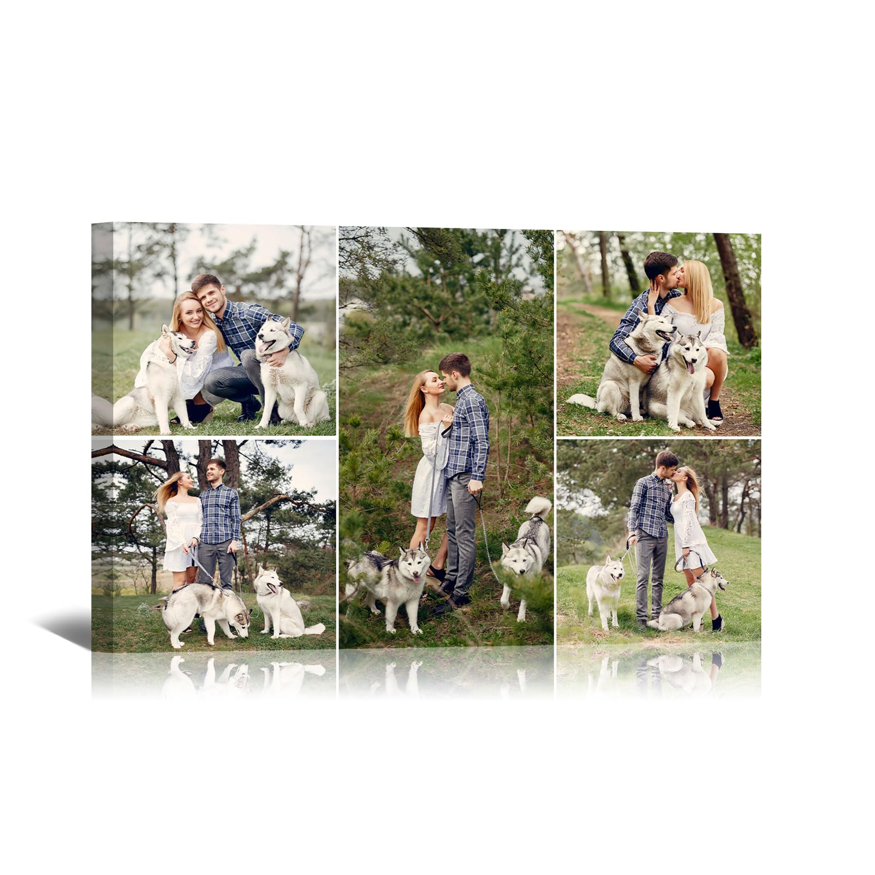 Personalised Photo Collage Canvas Prints Custom Multi Picture Framed Wall Art, 5 Photo Collage, Personalised Gift for Women Mum Dad Couples Pets, Family Photo Canvas Home Decor 60x40 cm (24x16in) โ image 1