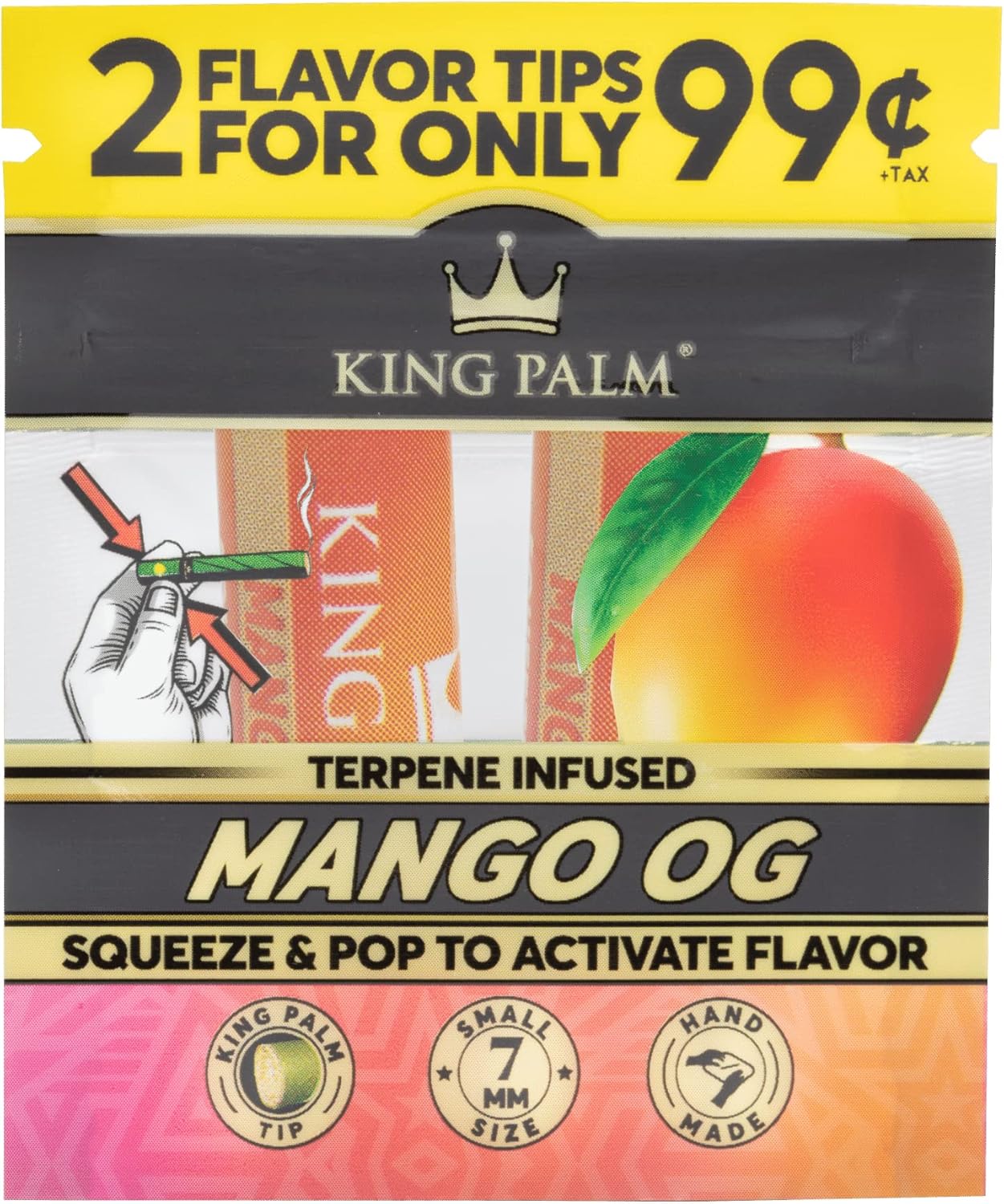 Justsmoke.me King Palm Mango OG Flavoured Filter Tips Squeeze & Pop Terpene Filled Roach