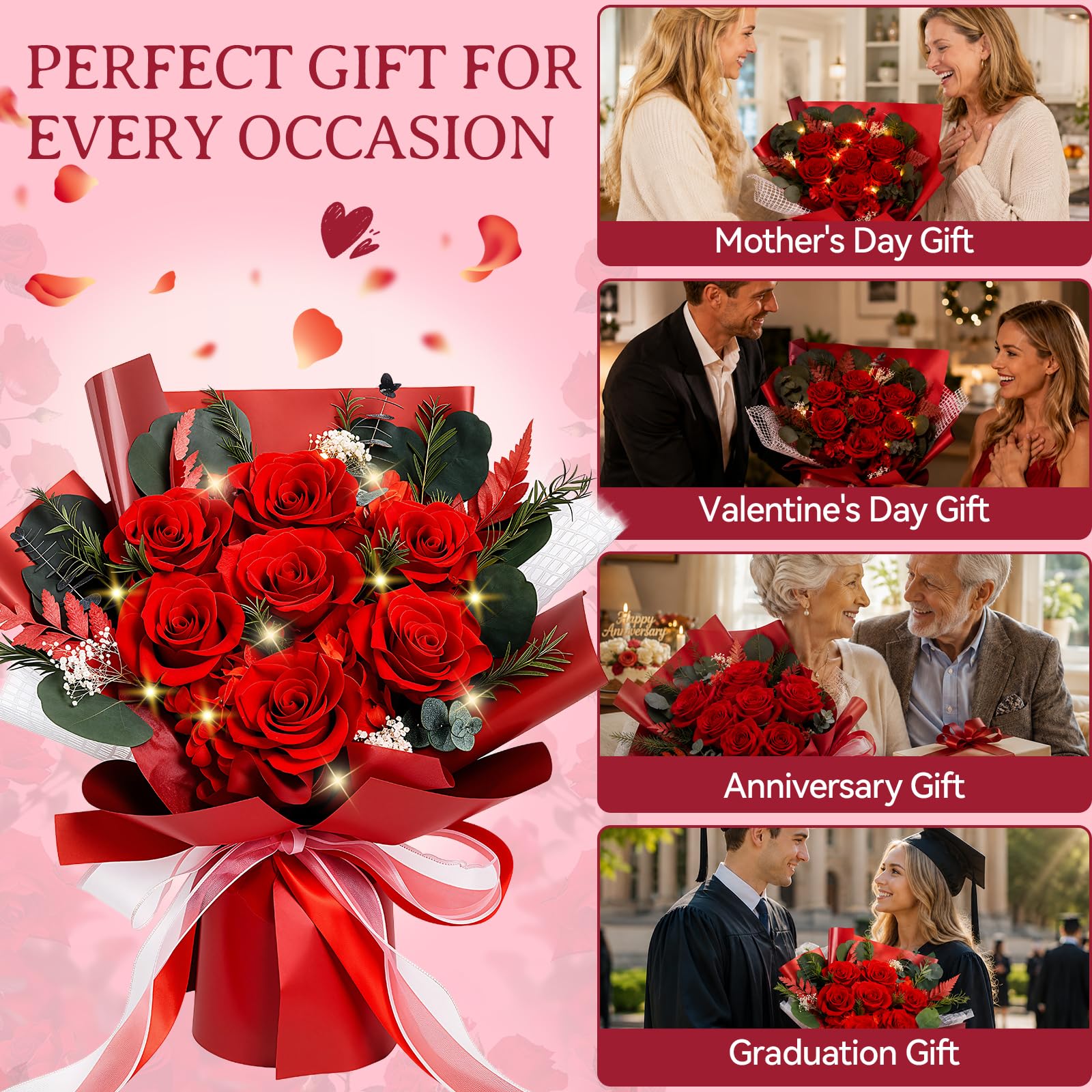 Konservierter Blumenstrauß, Infinity Rosen, Ewige Rose Geschenke für Frauen