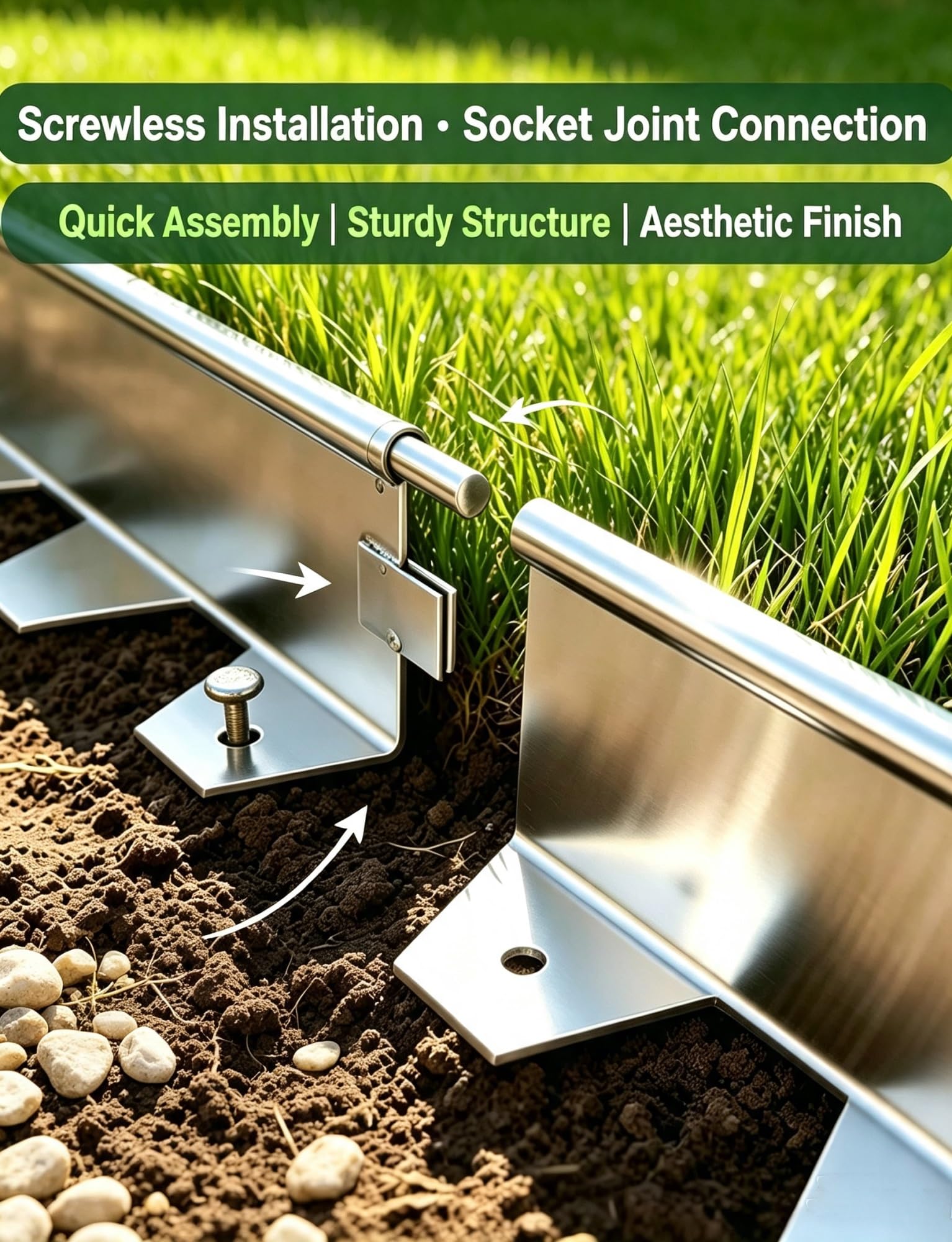 Bordure De Jardin Flexible en Acier Inoxydable for L'aménagement Paysager(W5xh15cm/2x5.9in)