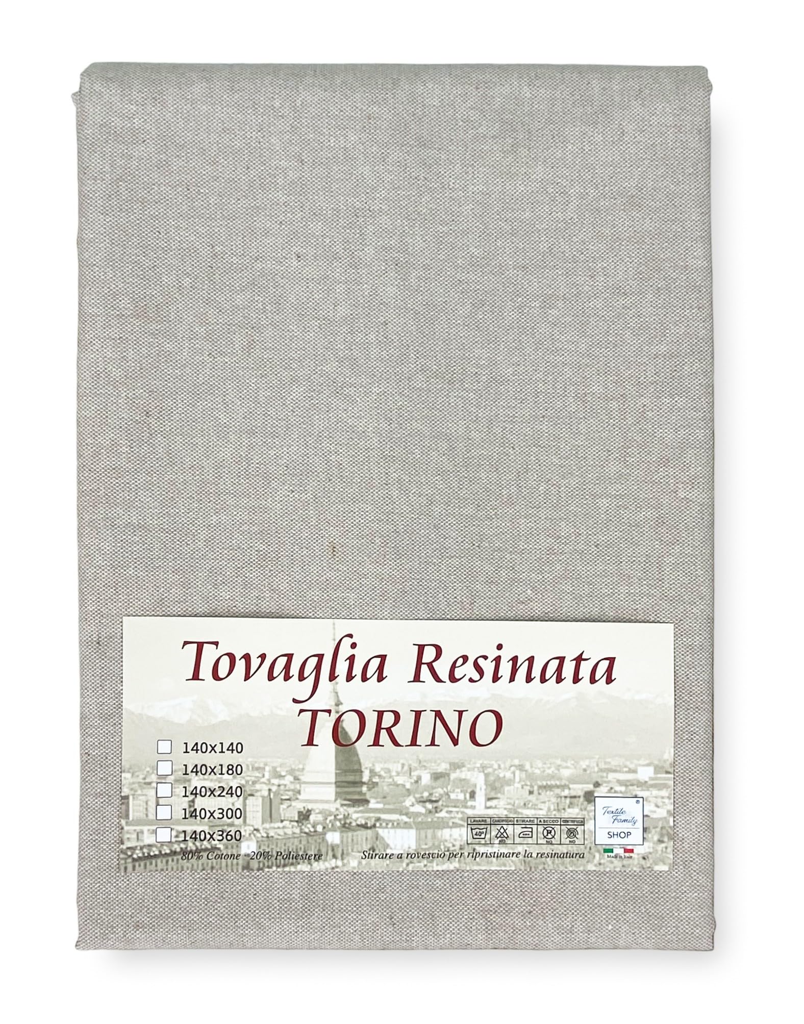 Mantel antimanchas resinado Torino impermeable (140 x 360 cm para 24 personas, color crudo)