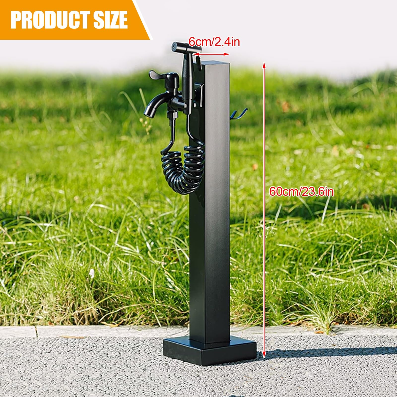 Genérico Columna de Agua Vertical Independiente para jardín Exterior con Grifo y Pistola rociadora: Soporte Ideal para mangueras de Patio, riego de césped y soluciones de Lavado.