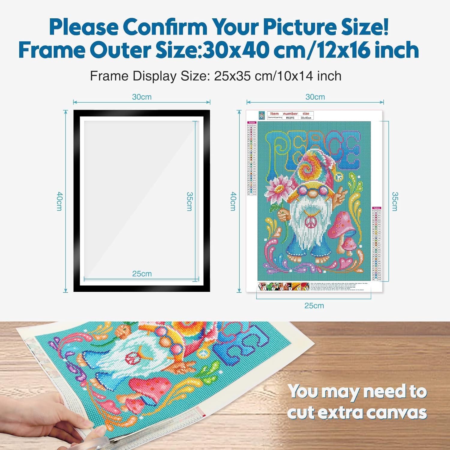 8PCS Diamond Painting Frames 30x40cm Diamond Art Frames Black Magnetic Photo Frame, Self Adhesive Picture Frame for Diamond Painting Display and Protection