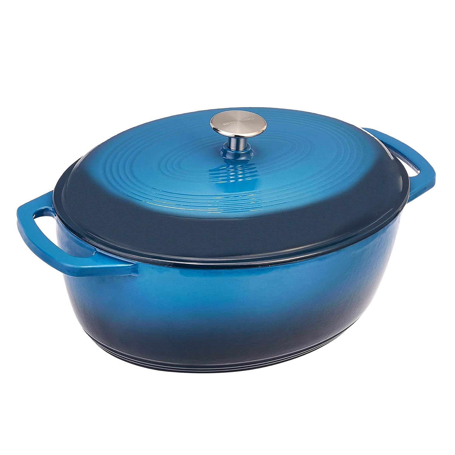 Buy AmazonBasics Oval Enameled Cast Iron Dutch Oven 7Quart, Blue