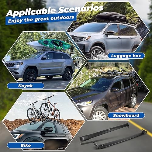 Miniatura 5 de Barras transversales para portaequipajes de techo para Jeep Compass 2017-2022 2023, accesorios de barras transversales de aluminio resistente,