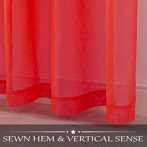 Miniatura 5 de HUTO Cortinas semitraslúcidas marrones de 84 pulgadas de largo, de lino sintético, cortinas traslúcidas para dormitorio, sala de estar, habitación
