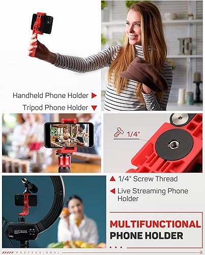 Miniatura 2 de IFOOTAGE Adaptador universal de montaje de trípode para teléfono con zapata fría, soporte de teléfono celular de rotación de 360 para trípode, palo