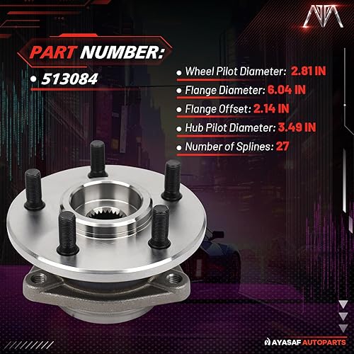 Miniatura 3 de MAYASAF 513084 Paquete de 2 Conjunto de rodamiento de cubo de rueda delantera, 5 lengüetas con ABS para Jeep 1991-98 Cherokee 4x4, 90-92 Comanche