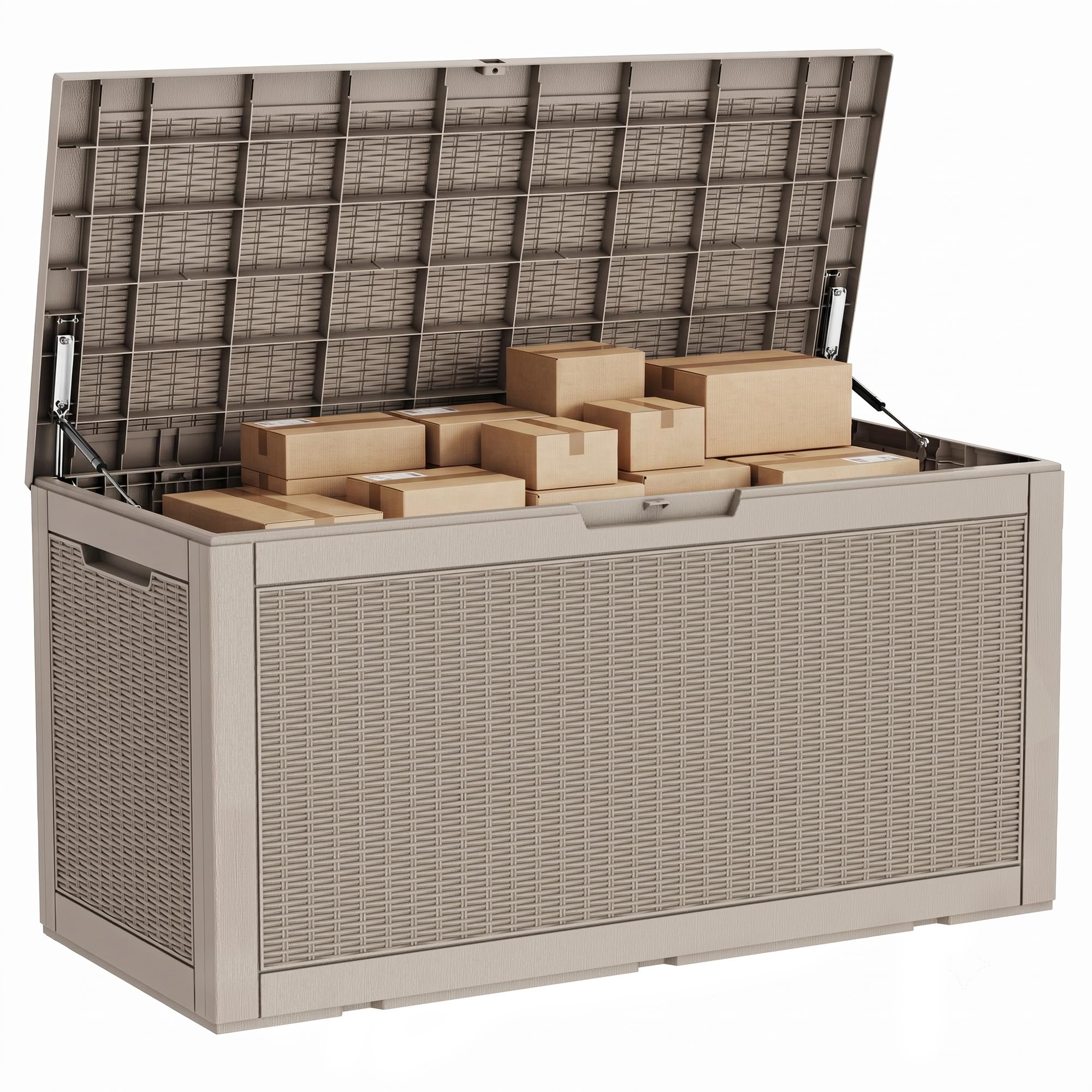 130 Gallon Outdoor Storage Box Waterproof, UV Resistant Resin Deck Box for Patio Furniture, Outside Storage Box for Garden Tools, Patio Cushions, Grey