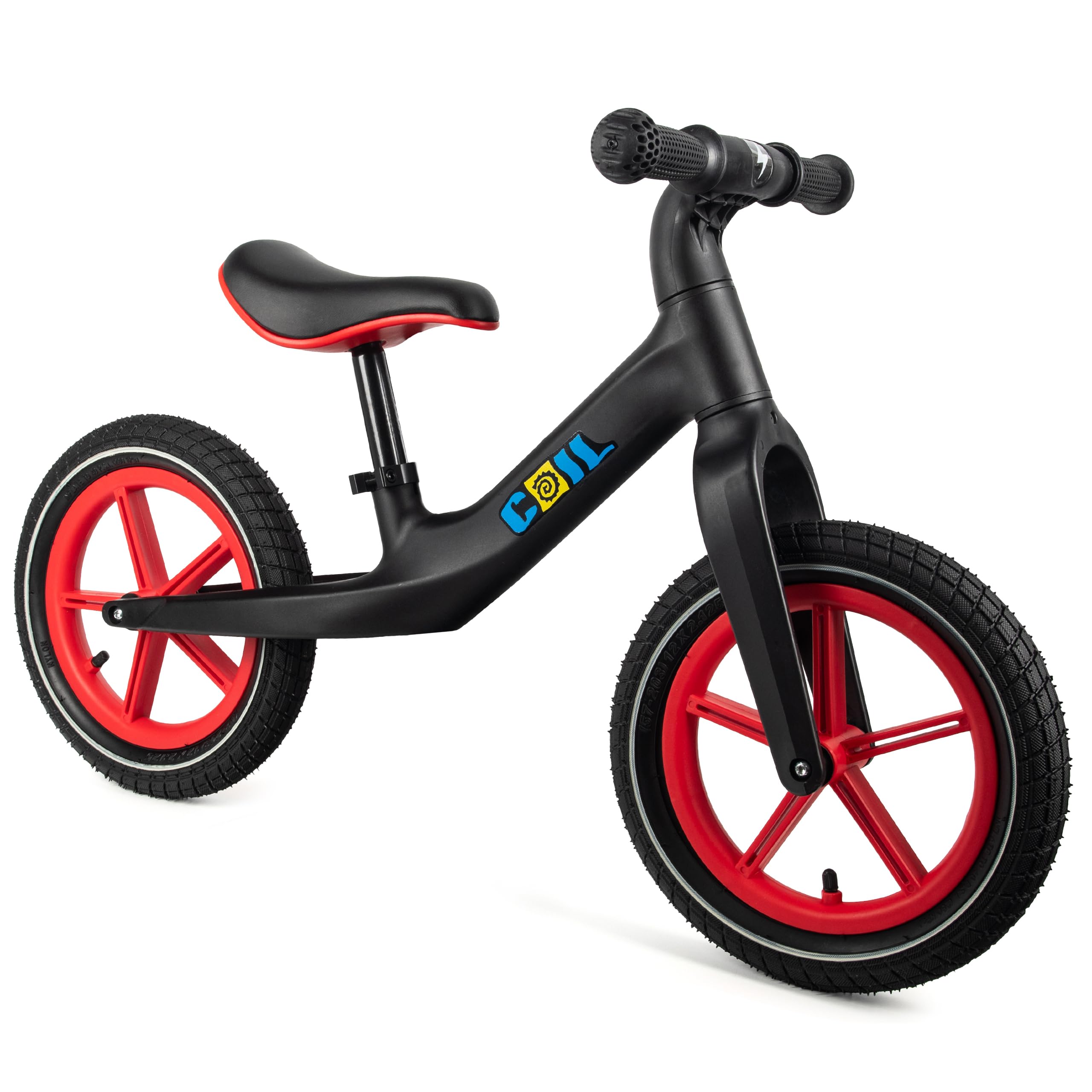 COIL Bicicletta da corsa per bambini, girello per bicicletta, antiscivolo, Balance Bike, telaio in nylon, ruote aeree da 12", seduta in eco-pelle, a partire da 2 anni e fino a 30 kg