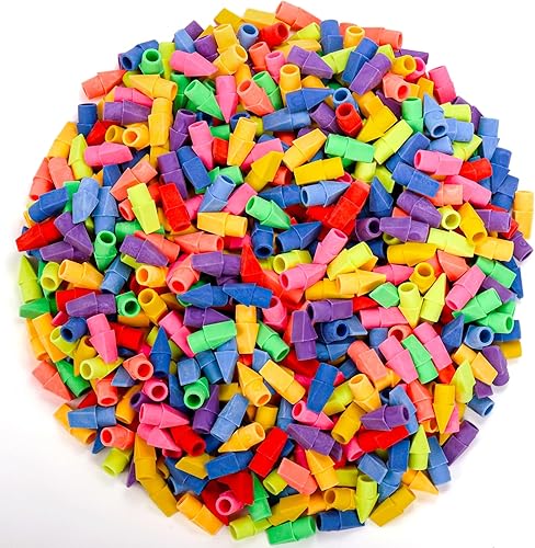 Nicunom Paquete de 600 tapas de borrador de lápices, 10 colores a granel, borradores para niños, suministros escolares para profesores, para el