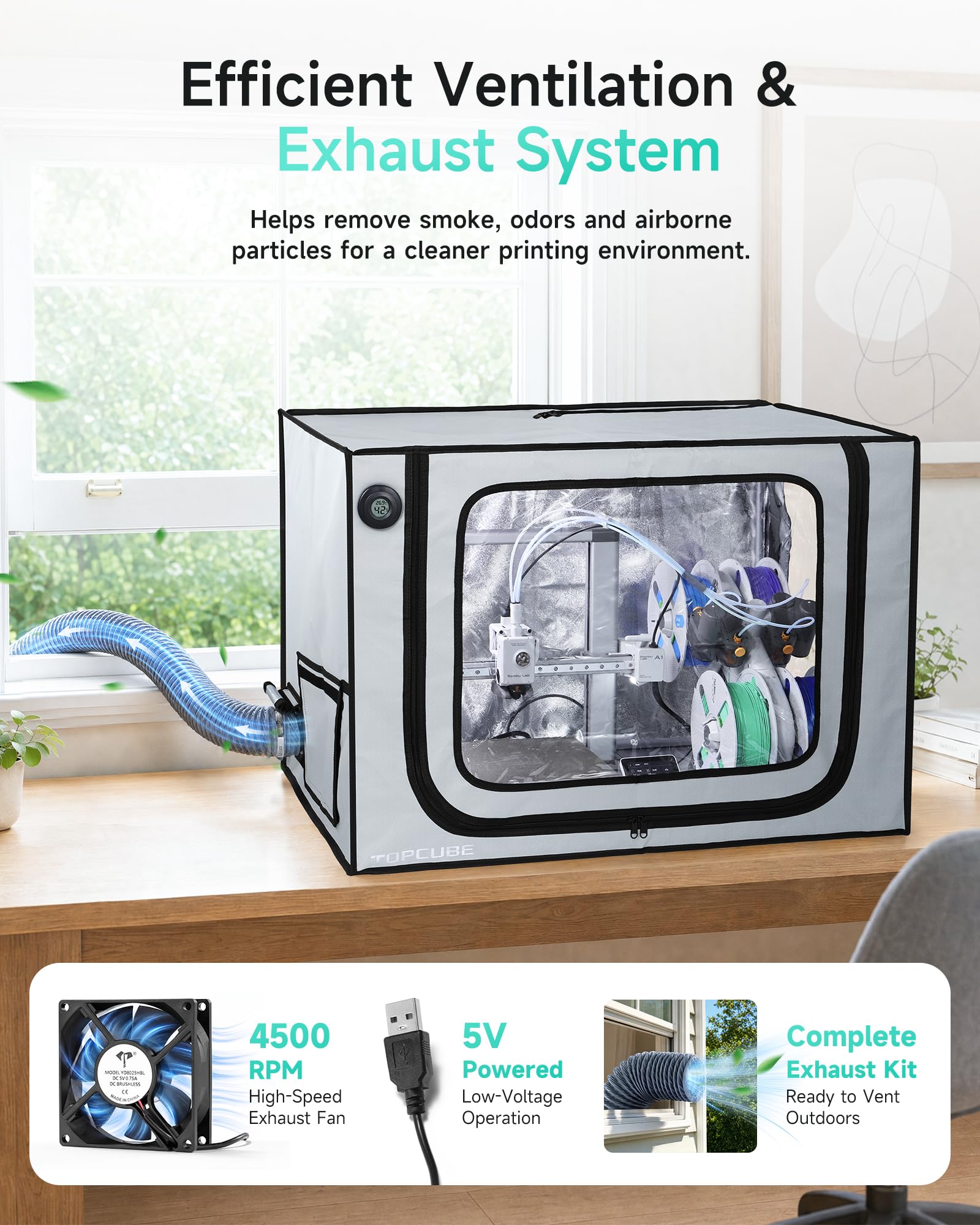 YOOPAI Pro 3D Drucker Gehäuse für Bambu Lab A1 Combo mit Abluftsystem