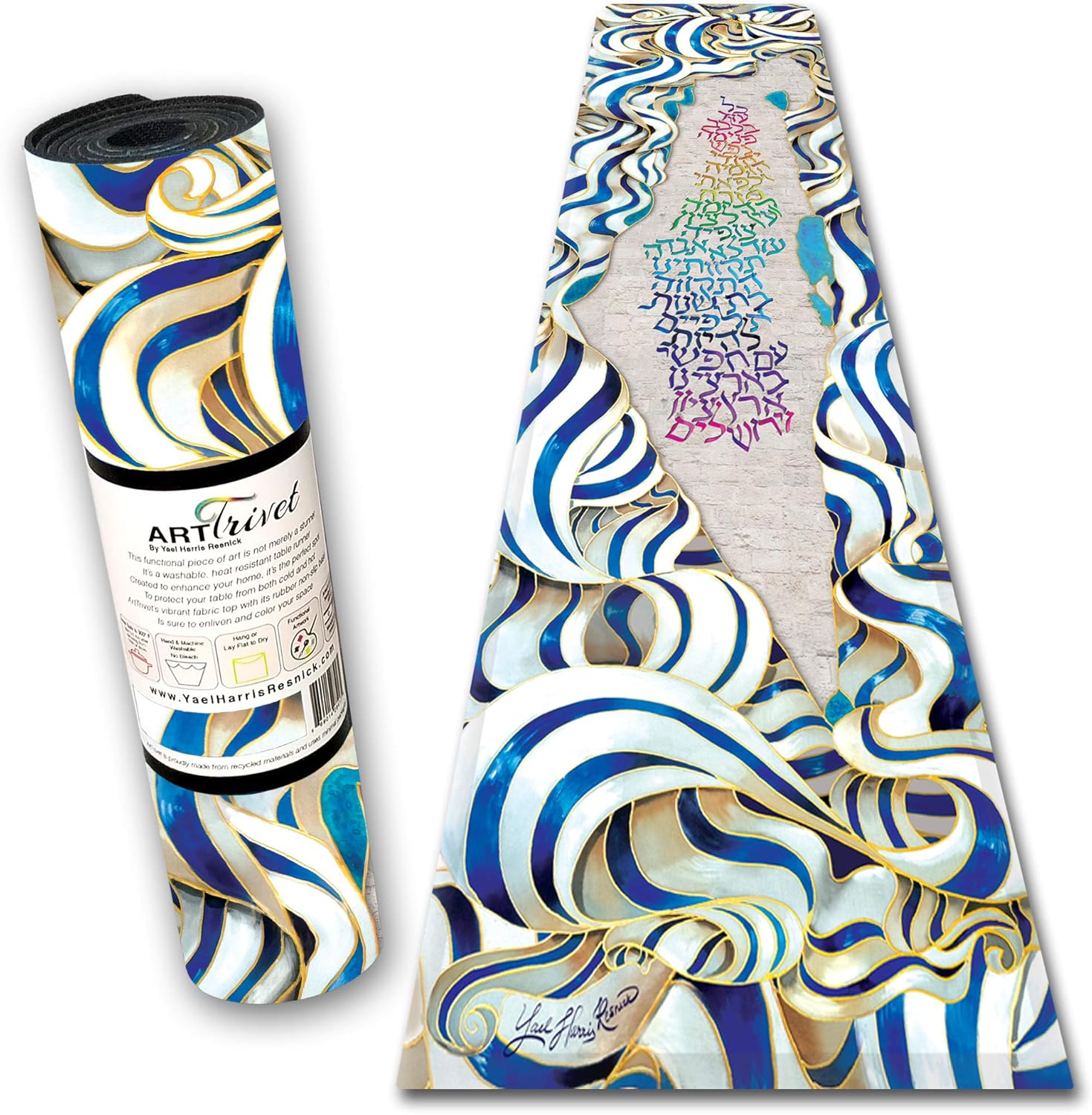 City of Gold ArtTrivet Heat-Resistant Table Runner and Trivet - Fabric top and Non-Slip Rubber Base