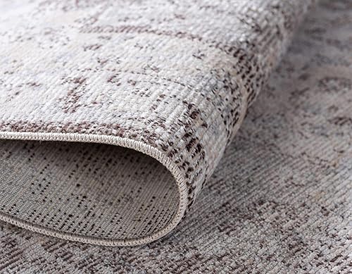 Miniatura 6 de Unique Loom Charm Collection - Alfombra de área moderna, abstracta, bohemia, envejecida, borde, 2 pies 2 pulgadas x 6 pies 0 pulgadas, grismarfil