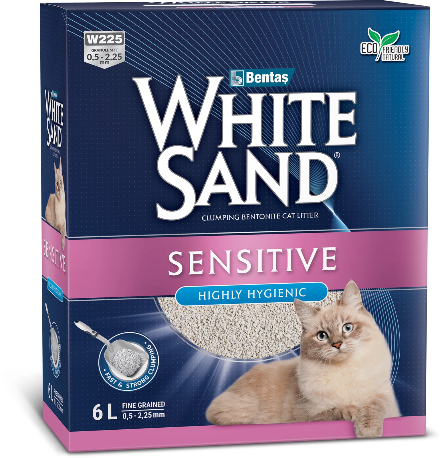 WhiteSand® W225-6L Box Sensetive Bentonite Kedi Kumu