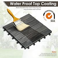 Vista 8 de PrimeZone - 9 azulejos entrelazados de madera de acacia sólida para terraza, patio, 12 x 12 pulgadas, impermeables, para interiores y exteriores