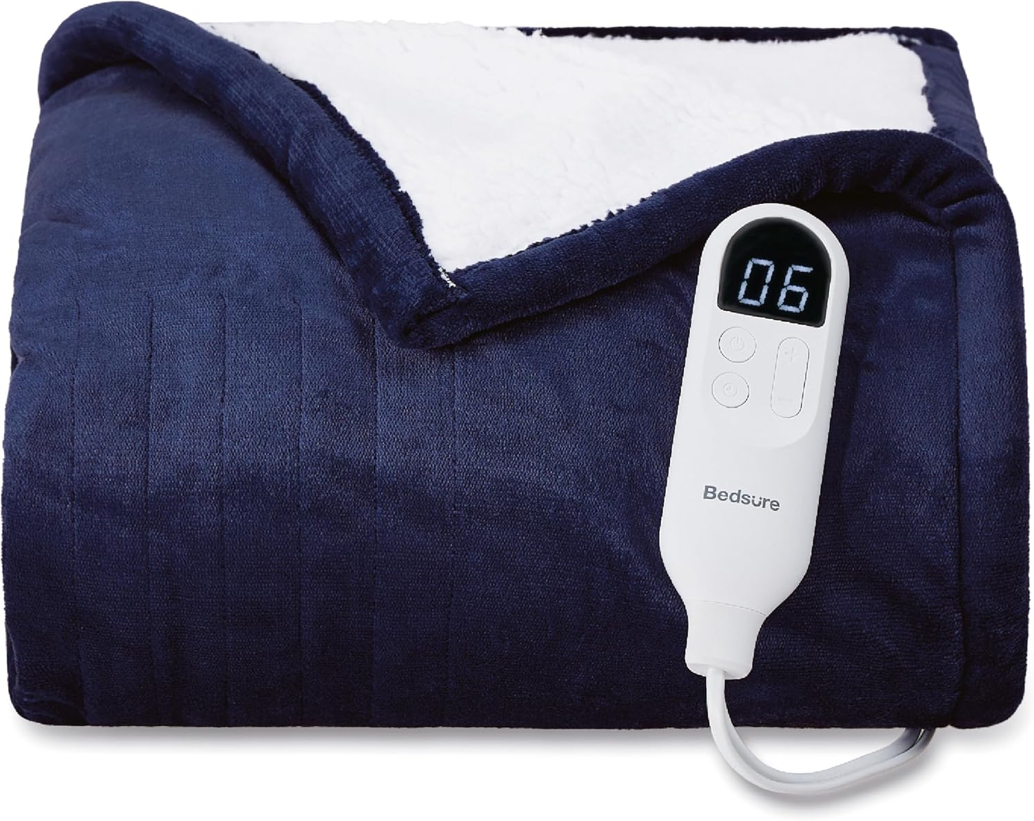 Bedsure Heated Blanket Throw Blanket - Fast Heating Electric Blanket, Soft Flannel Heated Throw with 4 Time Settings, 6 Heating Settings, Warm Gifts for Grandma Granpa (50x60 inches, Pageant Blue) 08 - Pageant Blue Throw