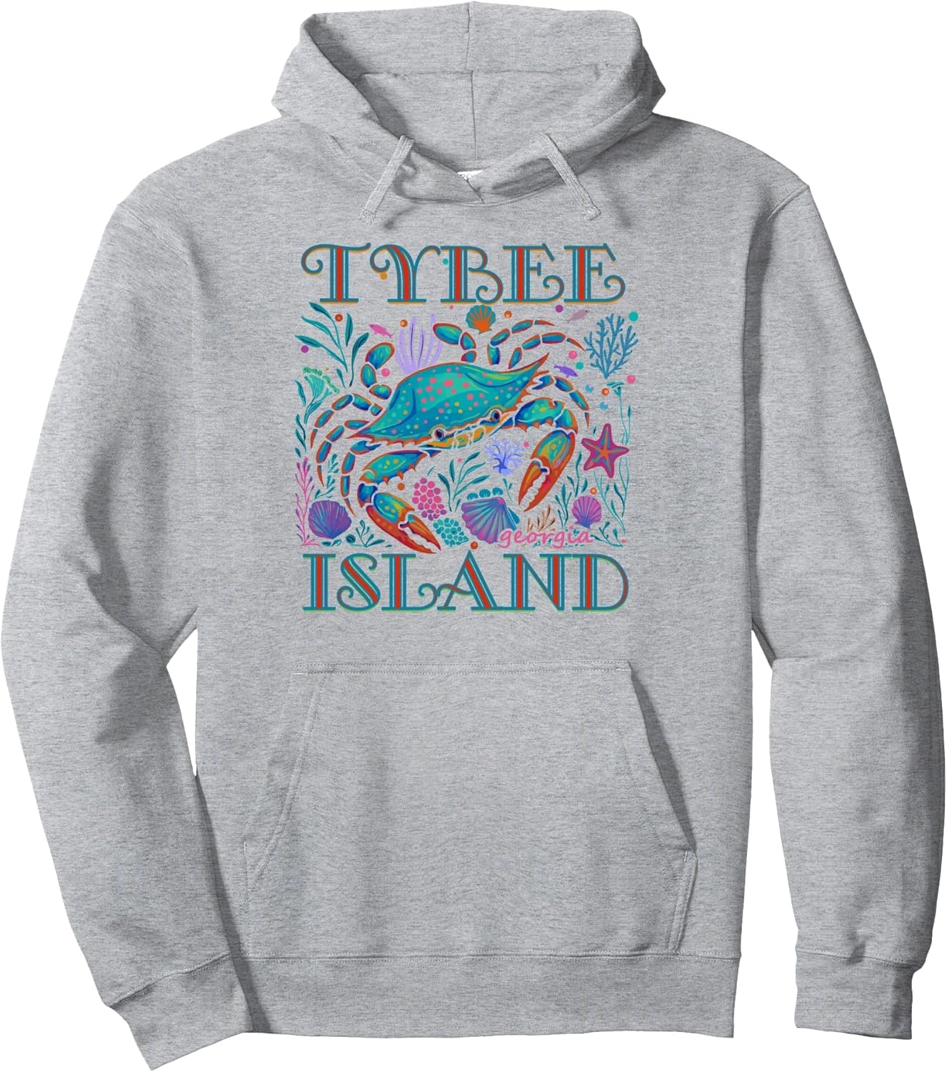 TYBEE ISLAND GA COLORFUL BLUE CRAB SUMMER BEACH VACATION Pullover Hoodie