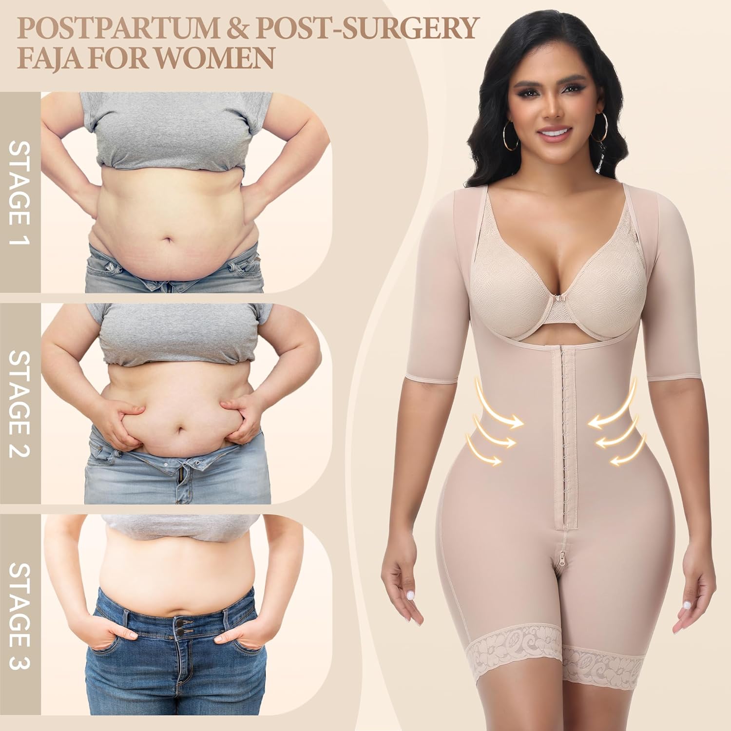M MYODRESS Fajas Colombianas Moldeadoras Faja Body Shaper Tummy Control Bbl Faja Post Surgery Tummy Tuck Compression Garment - Image 4