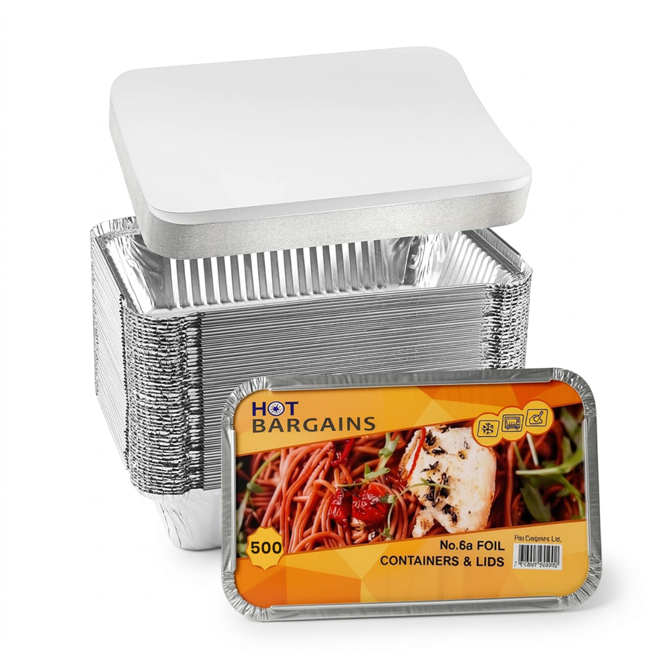 HOT BARGAINS Professional Aluminium Foil Containers Size 6A with Lids, Pack of 25, 200 x 111 x 55mm