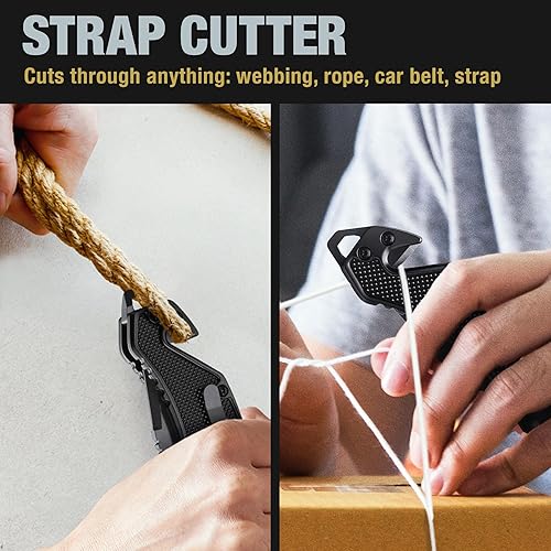 Vista 59 de Navaja de bolsillo legal con hoja dentada de 2.95 pulgadas, rompedor de vidrio, cortador de cinturón de seguridad, cuchillos plegables afilados EDC