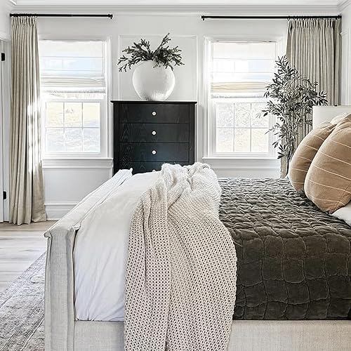 Miniatura 2 de TWOPAGES 72 W x 102 L pulgadas Cortina plisada de lino con oscurecimiento para dormitorio, sala de estar, oficina, teatro, puerta de patio (1