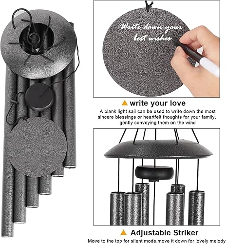 Miniatura 2 de Campanillas de viento de aluminio para exteriores, 45 pies, tono profundo, simpatía para interiores y exteriores, campanillas de viento rústicas