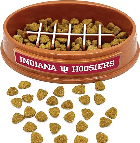Miniatura 42 de NCAA Super-Bowl Ohio State Buckeyes - Cuenco para perros de alimentación lenta con diseño de fútbol para una digestión saludable. Cuenco