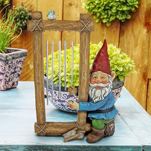 Miniatura 2 de Design Toscano HF5152401 Garden Gnome Statue - Ringing His Chimes Garden Gnome - Lawn Gnome,full color