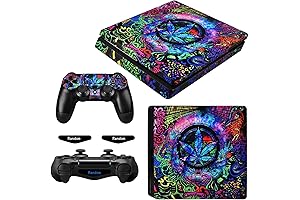 eXtremeRate Full Set Skin for PS4 Slim with LED Lightbar Stickers, Custom...