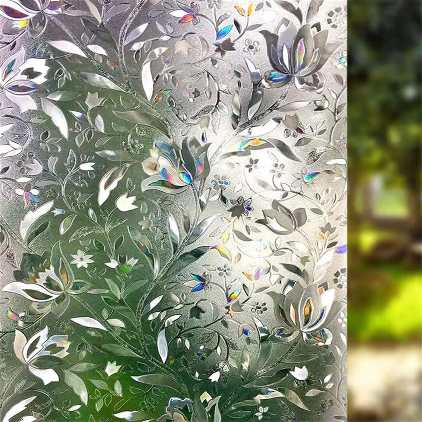 Window Film Privacy 3D Stained Glass Window Privacy Film Anti Look Frosted Static Cling Sticker Reflective Vinyl Covering Stickers(Styles-C,50x200cm)