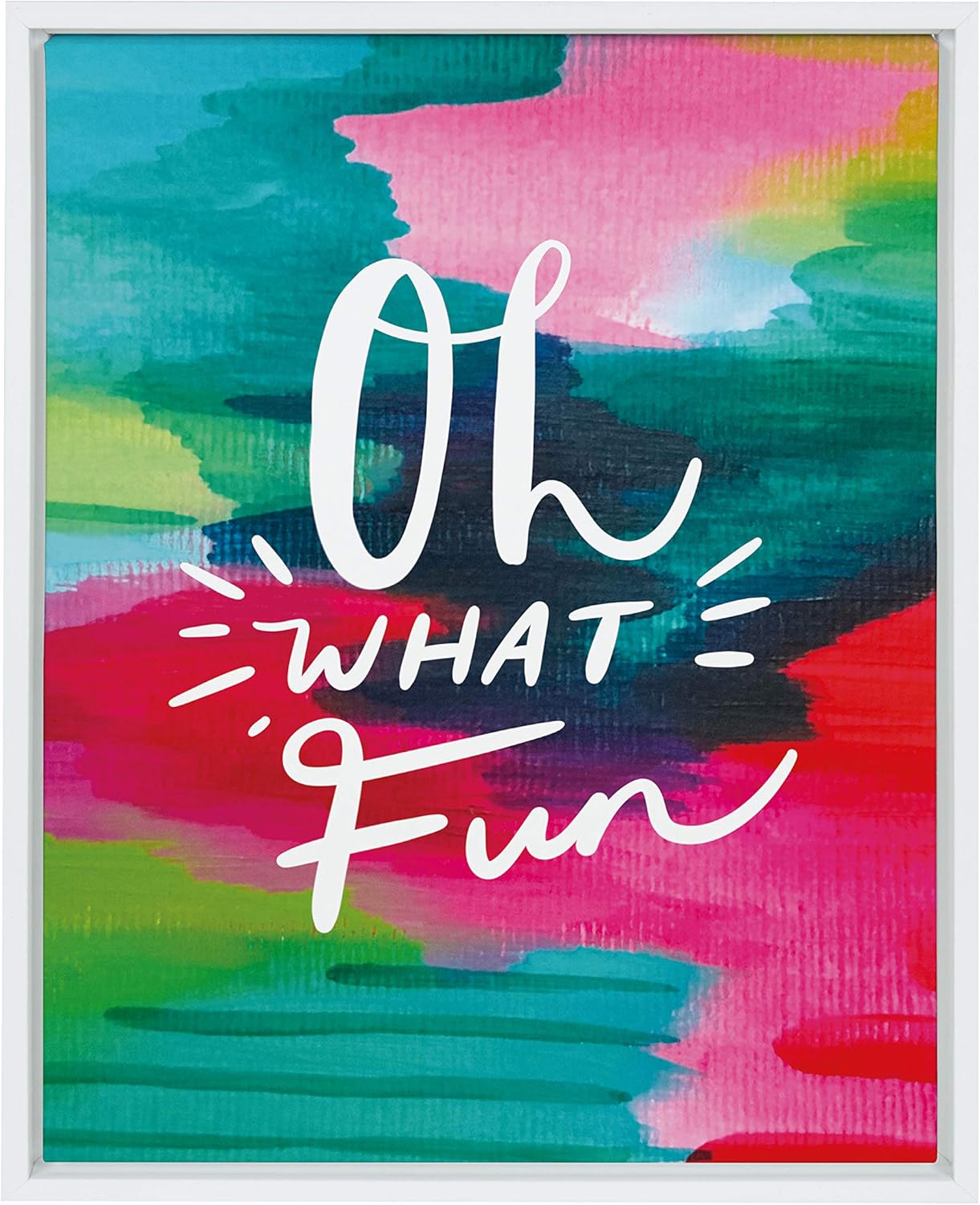 Holiday Inspired Colorful Canvas Wall Art, 18x24 White Frame