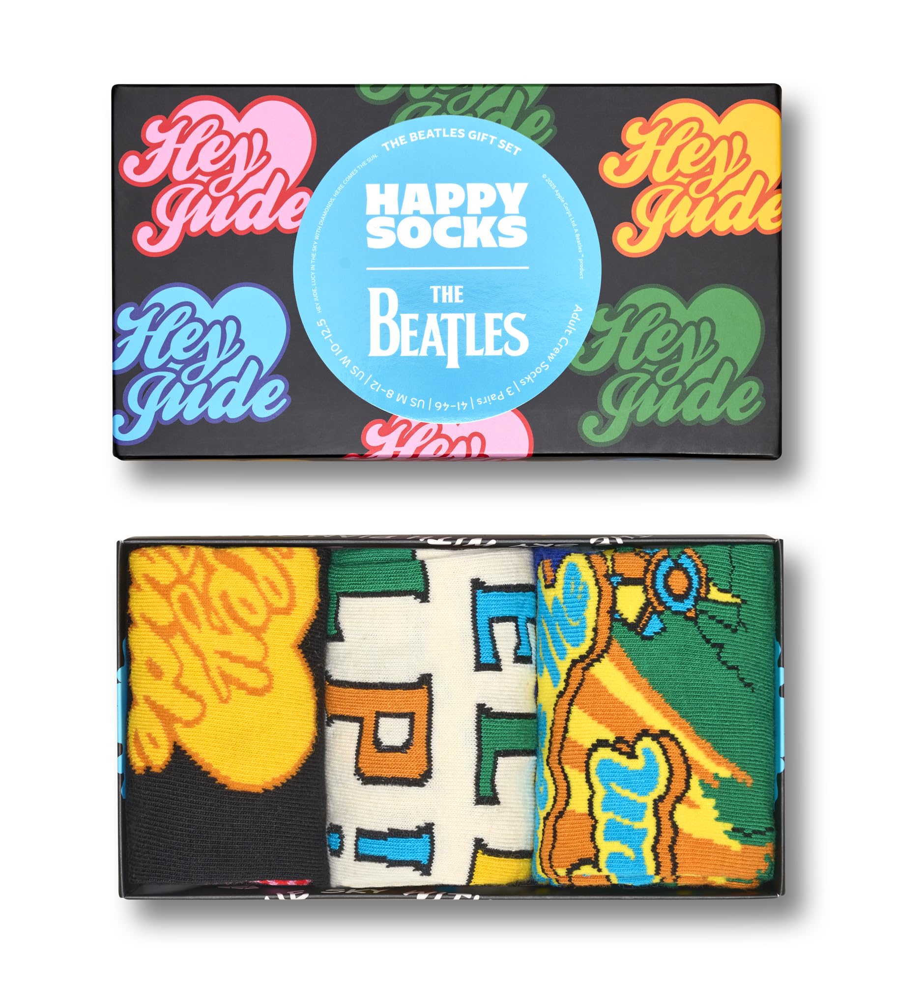 Happy Socks Calzini The Beatles 3-Pack Gift Set Cotone Unisex Nero 36-40