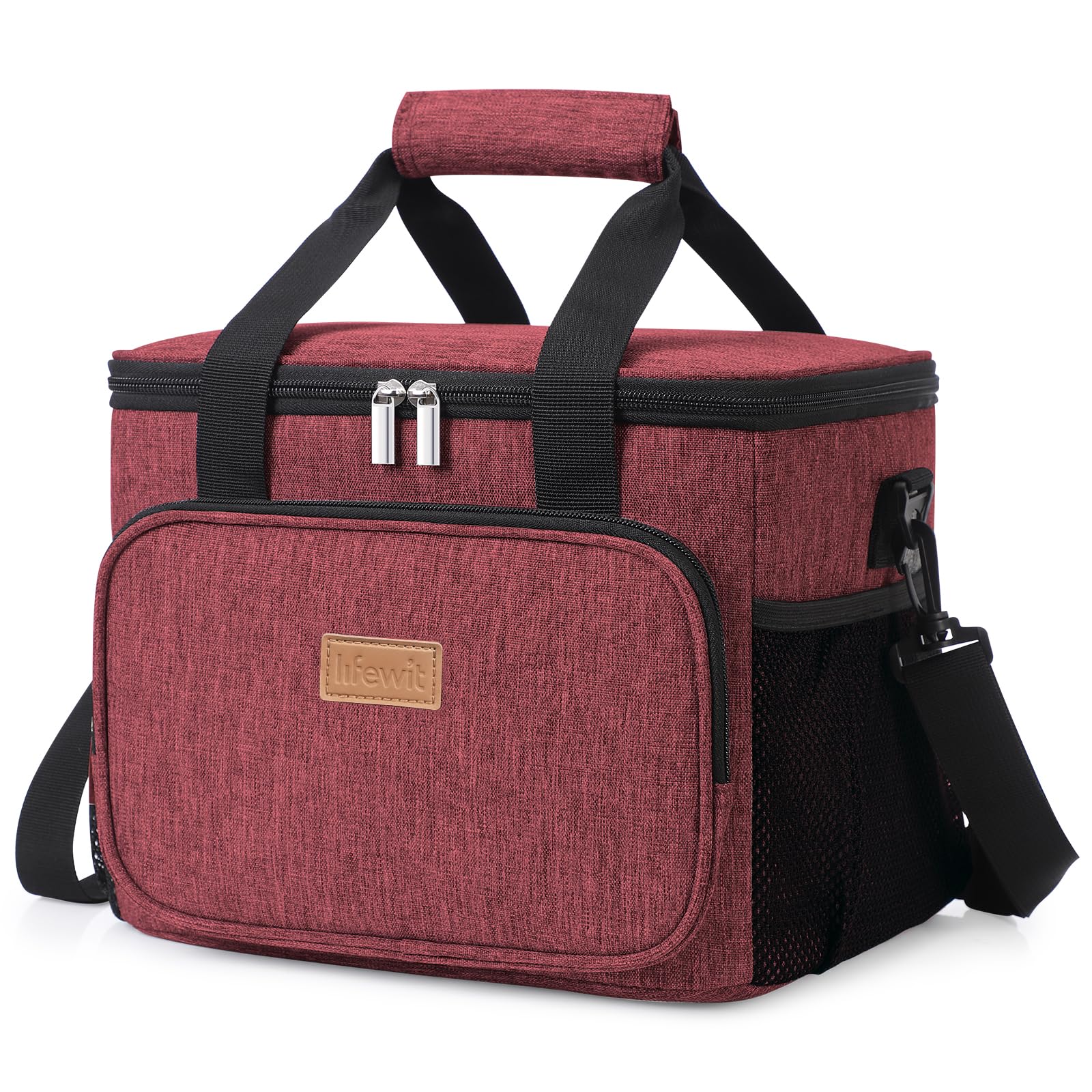 Lifewit Borsa Termica Porta Pranzo 15L(24 Lattine), Grande Borse Frigo Pranzo Ufficio per Uomo e Donna, Lunch Bag per Lavoro, Mare, Viaggio, Spiaggia, Borgogna