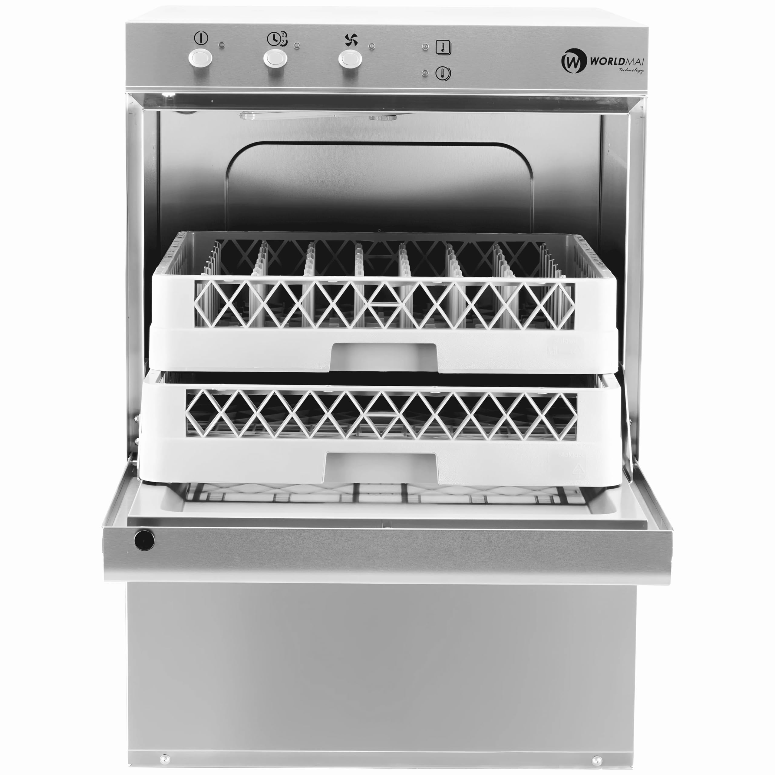 Lavastoviglie Professionale WORLDMAI 50x50 con Pompa di Scarico, Dosatore Brillantante e Detergente. Macchina Lavapiatti per Ristorante, Bar e Horeca. - MADE IN EUROPE