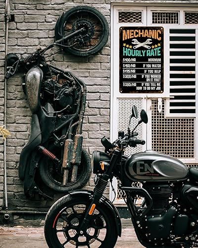 Miniatura 5 de Mechanic Shop - Letrero de metal con reglas de tarifa horaria, divertidos regalos de mecánico, letreros de venta de garaje, decoración de oficina