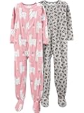 Girls' 2-Pack Loose-fit Fleece Footed Pajamas