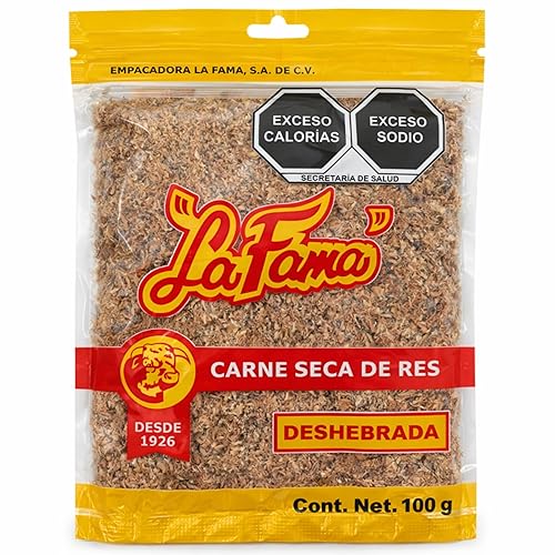 La Fama Carne Seca Mexicana rallada - Auténtica carne seca mexicana, 3.53 onzas, aperitivo gourmet, alto en proteínas