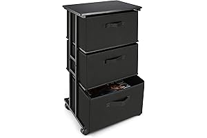 3 Drawer Storage Unit for Home Office: Bedroom, Closet, Drawers - Black