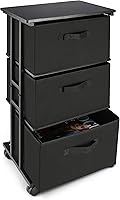 MAXHouser 3-Drawer Fabric Dresser Tower: Slim Black Vertical Storage for Bedroom, Closet, Office - Rolling Wheels, Easy Assembly