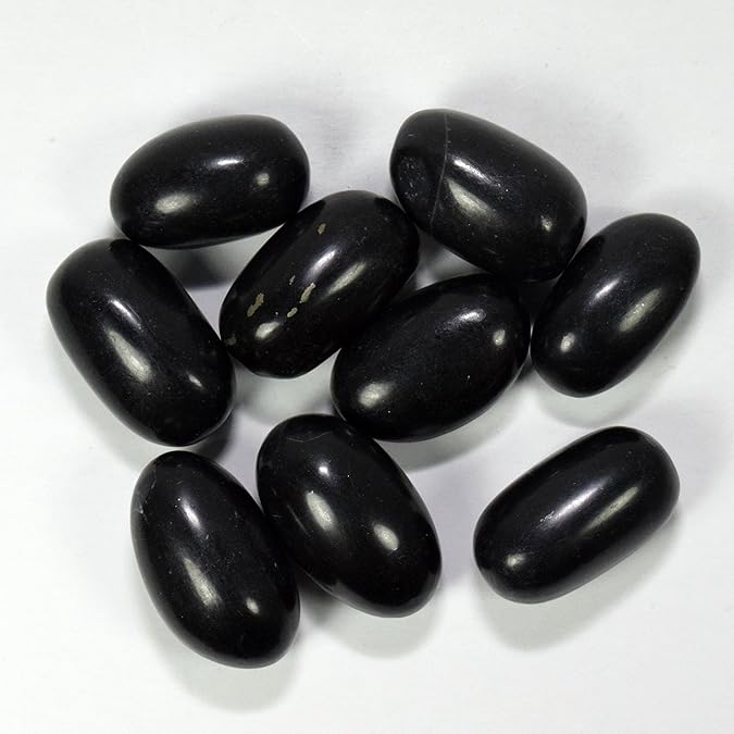 5PCS Natural Black Onyx Pebbles Polished Cabochon Gemstone Crystal Mineral Specimen Cabs from Peru