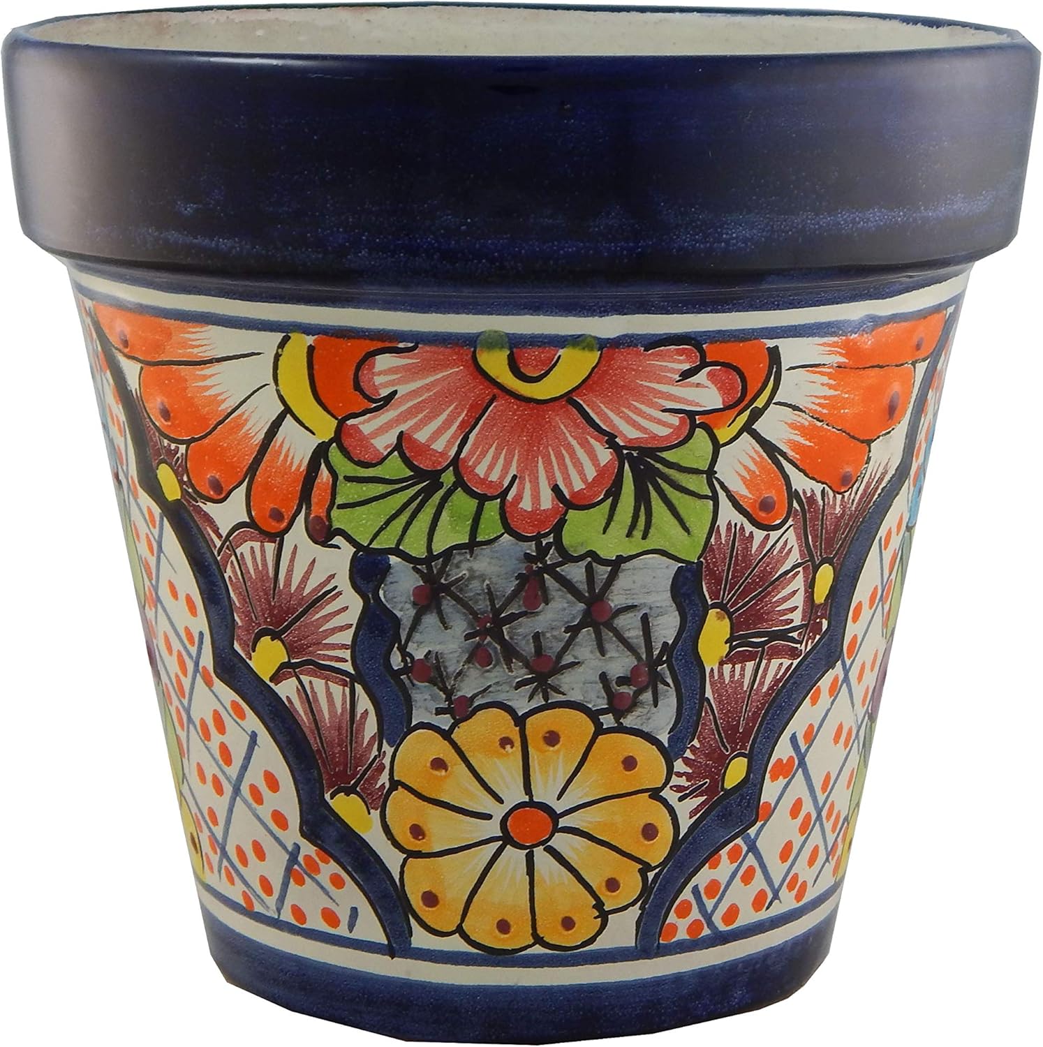 Mexican Talavera Planter Ceramic Flower Pot Folk Art Pottery Garden Handmade # 29