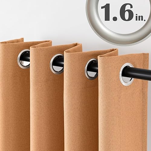 Miniatura 4 de jinchan - Cortina oscurecedora de 63pulgadas de largo, con textura de lino, aislamiento térmico y ojales, para sala de estar y dormitorio,