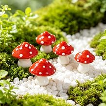 5pcs Hand Blown Miniature Glass Mushrooms Figurines Fairy Garden Mushrooms
