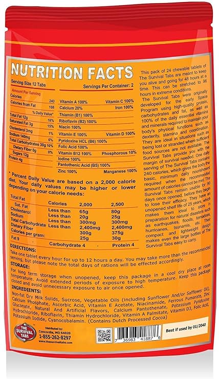 Survival Tabs 5-Pack 24 tabs per pack Chocolate